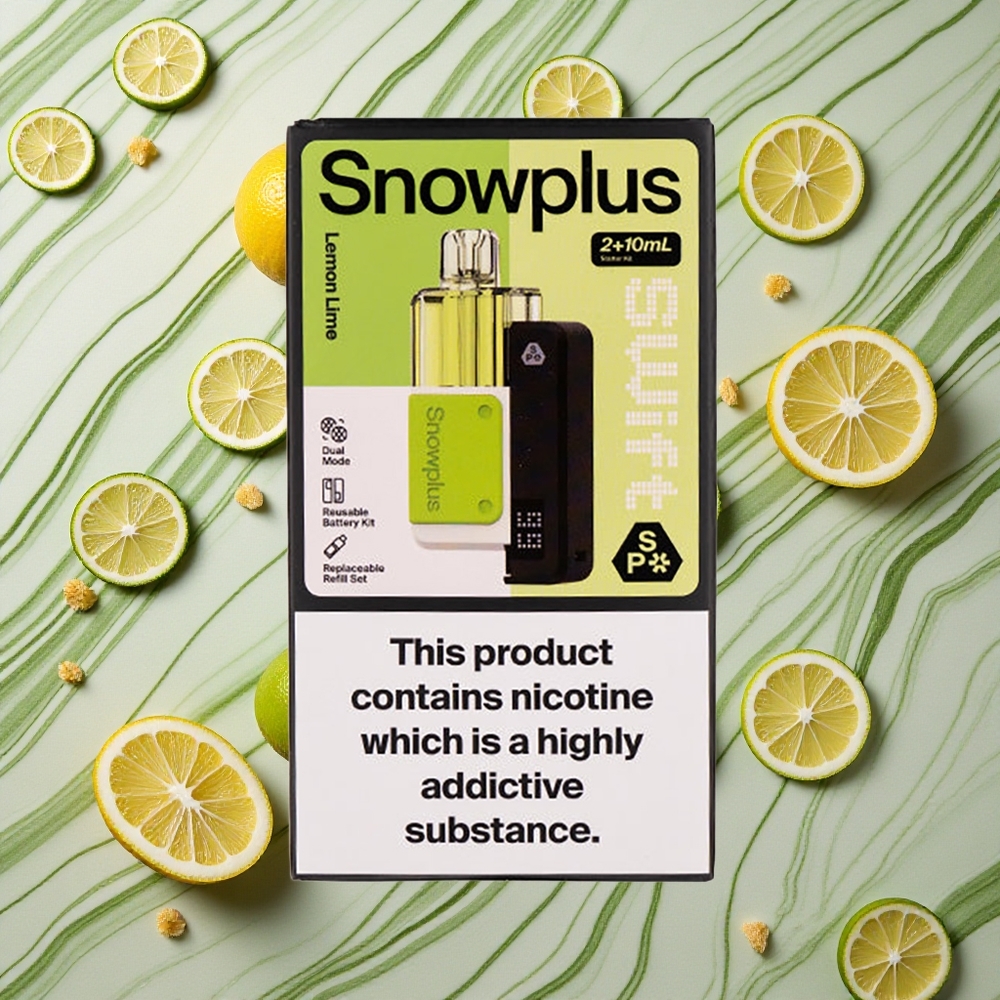 Citrons un laima garšas Snowplus Swift 5000 Puffs Priekšpildīts Podu Komplekts ar 1000 mAh bateriju un 2% nikotīna saturu.