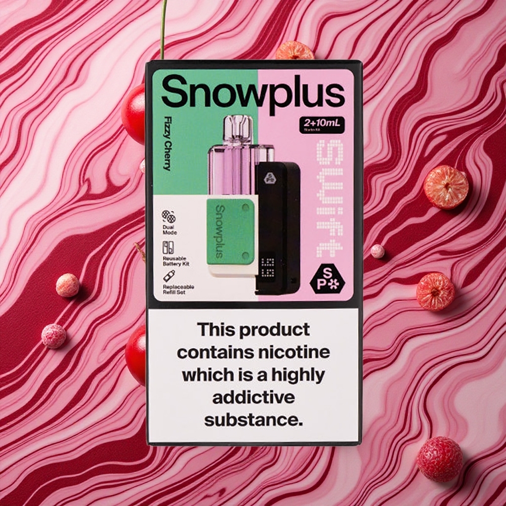 Šampanieša ķiršu Snowplus Swift 5000 Puffs Prefilled Pod Kit ar 1000 mAh bateriju un 2+10 ml e-šķidruma tilpumu