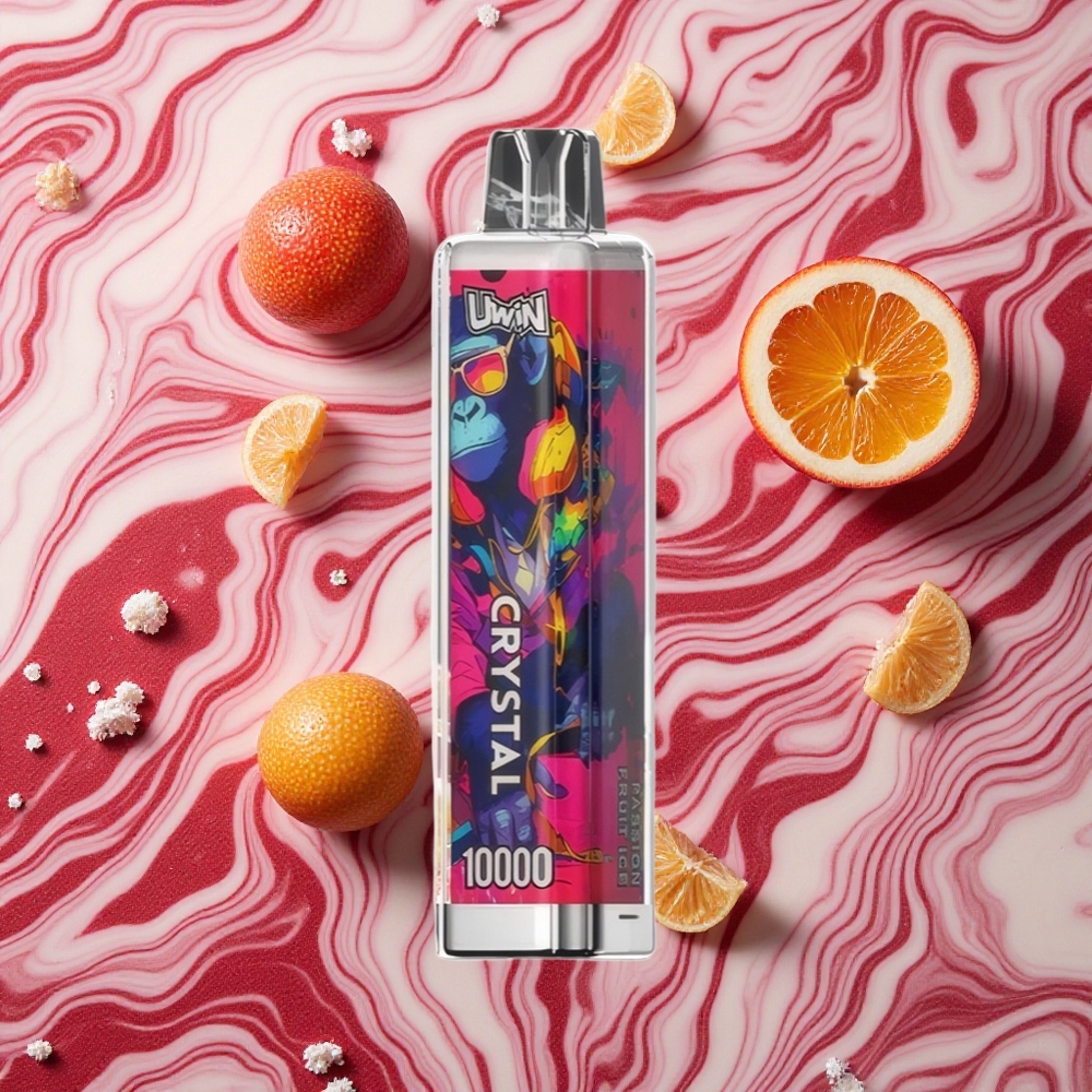 Passionfruit Ledus UWIN Crystal 10000 Puffs Vienreizlietojamais Vape ar RGB gaismām un 18ml e-kvīpja ietilpību