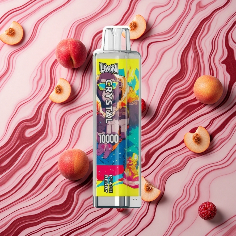 Persiku un ogu garša UWIN Crystal 10 000 piepūšanas RGB apgaismojums un 18ml e-šķidruma ietilpība