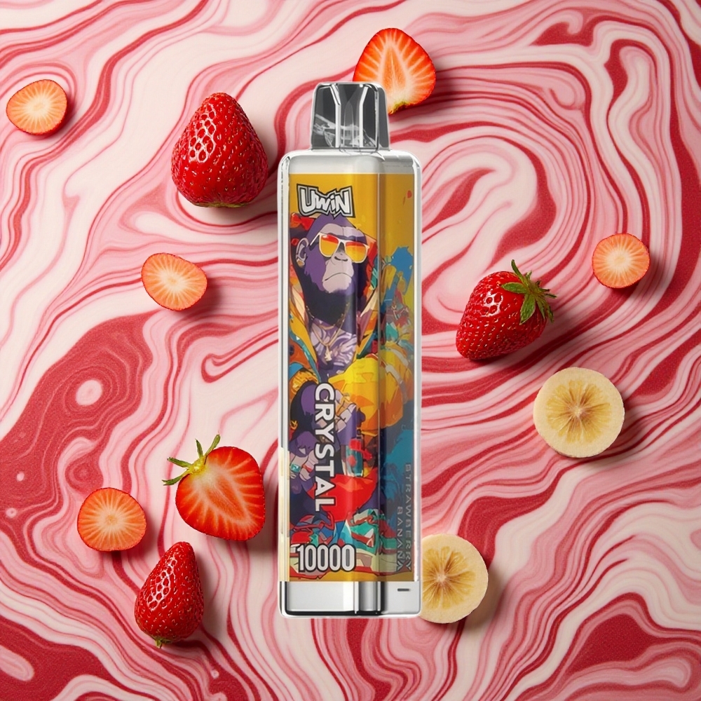 Zemeņu-Banānu UWIN Crystal 10000 Puffs Vienreizlietojamais Vape Nikotīna stiprums: 0%, 2%, 3%, 5% RGB gaismas