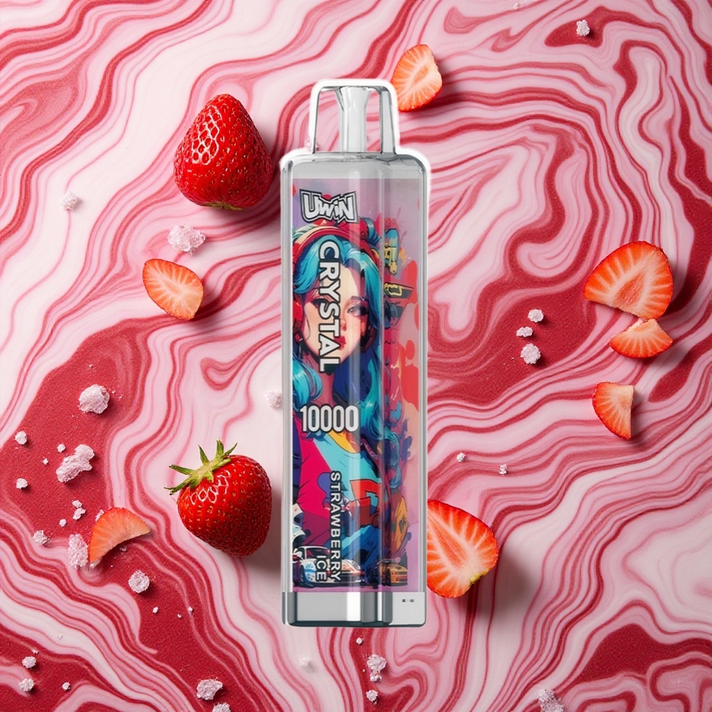 Zemenes Ledus UWIN Crystal 10000 Puffs Vienreizlietojamais Vape ar RGB apgaismojumu, 18ml e-šķidruma ietilpība