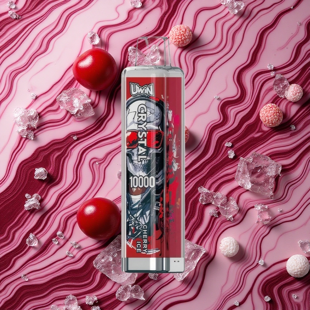 Ķiršu Ledus UWIN Crystal 10000 Puffs Vienreizlietojamais Vape ar RGB gaismām un 18ml e-kvida tilpumu