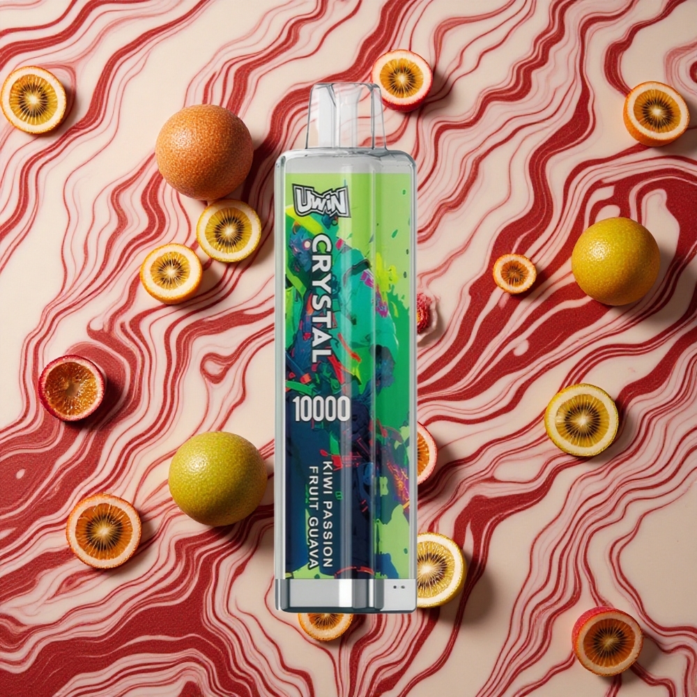 Ķīvi-Maraku-Guava UWIN Crystal 10000 Puffs Vienreizlietojamais Vape ar RGB gaismām un 18ml e-kvida ietilpību