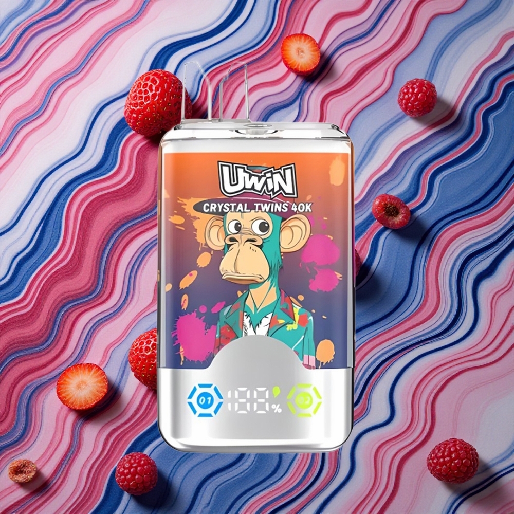Zemeņu Aveņu Ķiršu Mr Zilais UWIN Crystal Twins 40000 Puffs Vienreizlietojamais Vape ar 850mAh bateriju