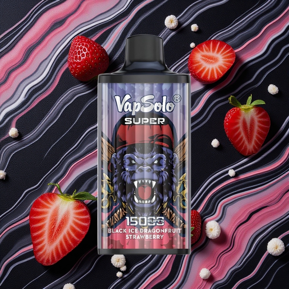 Melnais ledus dragoņaugļu zemene Vapsolo Super 15000 ievelkumi E-šķidrums: 40ml, Nikotīna saturs: 20 mg/ml, 50 mg/ml