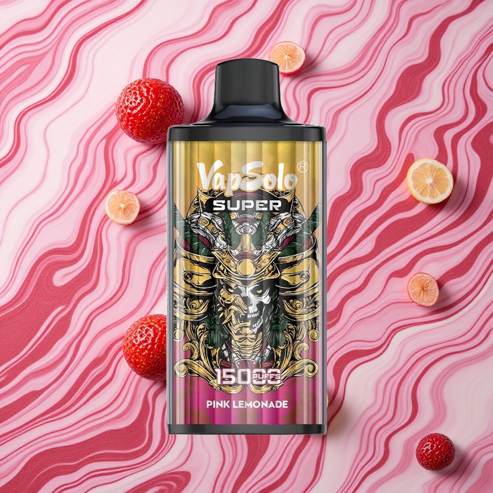 Super Rozā Citronāde Vapsolo Super 15000 Puffs Vienreizlietojamais Vape 40ml E-Liquid 850mah Mesh Coil