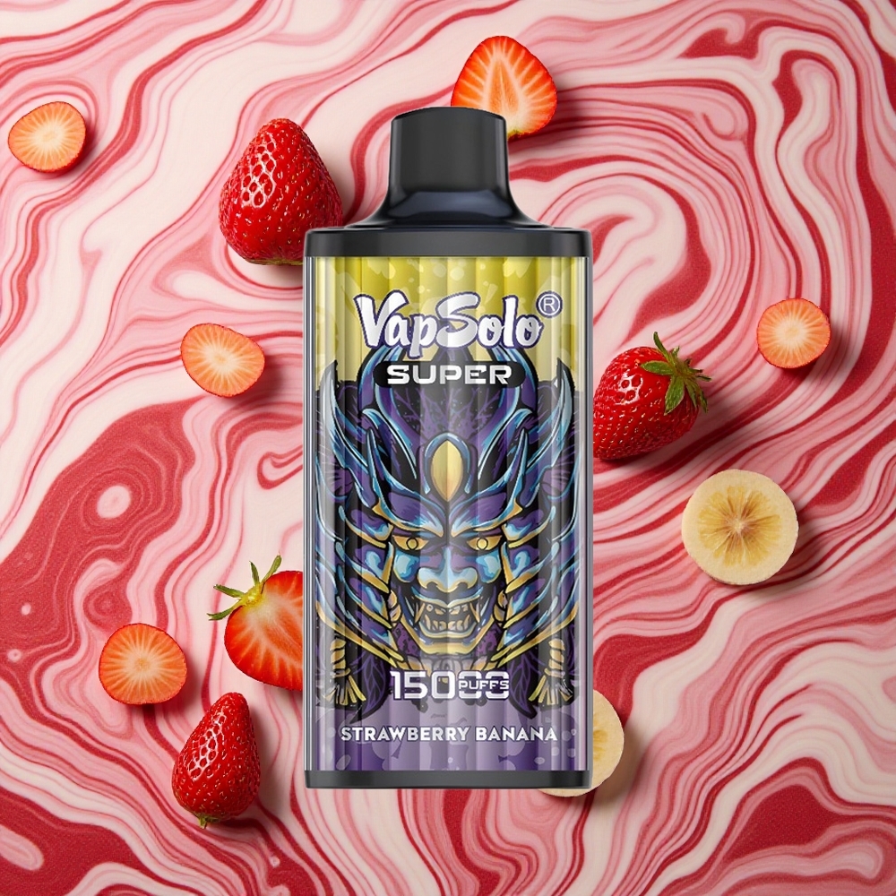 Zemeņu-Banānu Vapsolo Super 15000 Puffs Vienreizlietojamais Vape Nikotīna stiprums: 20 mg/ml, 50 mg/ml