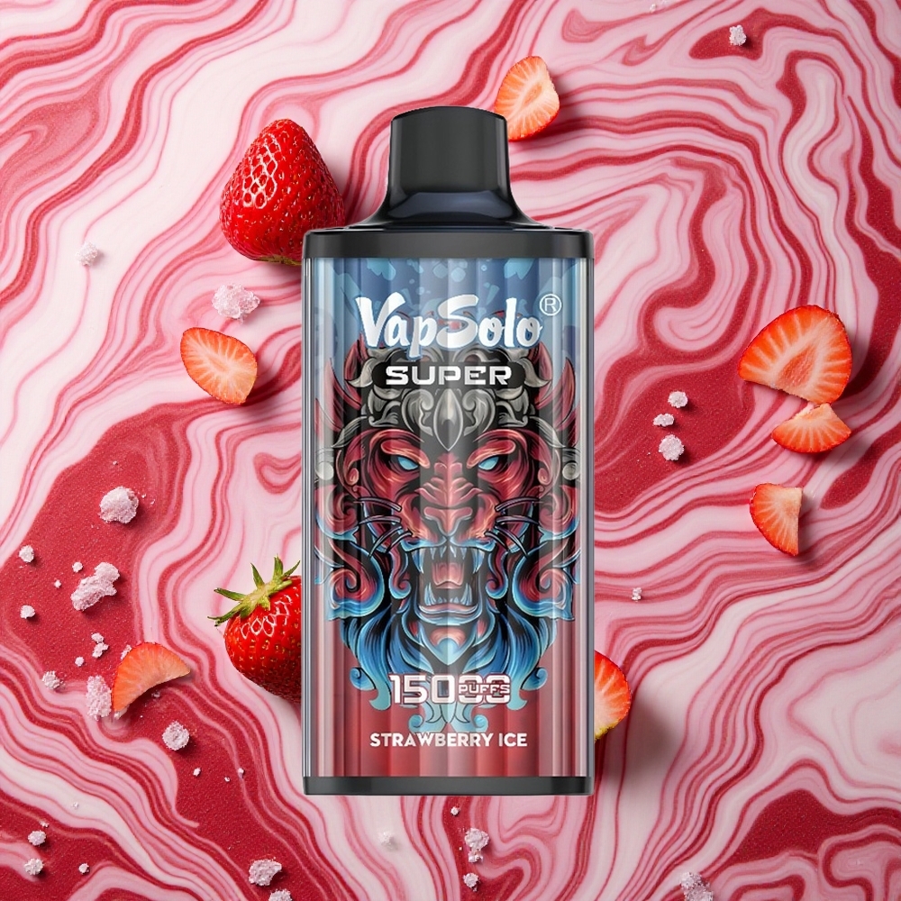 Zemeņu Ledus Vapsolo Super 15000 Puffs Dispozitīvā Vape 40ml E-Liquids 850mAh Akumulators