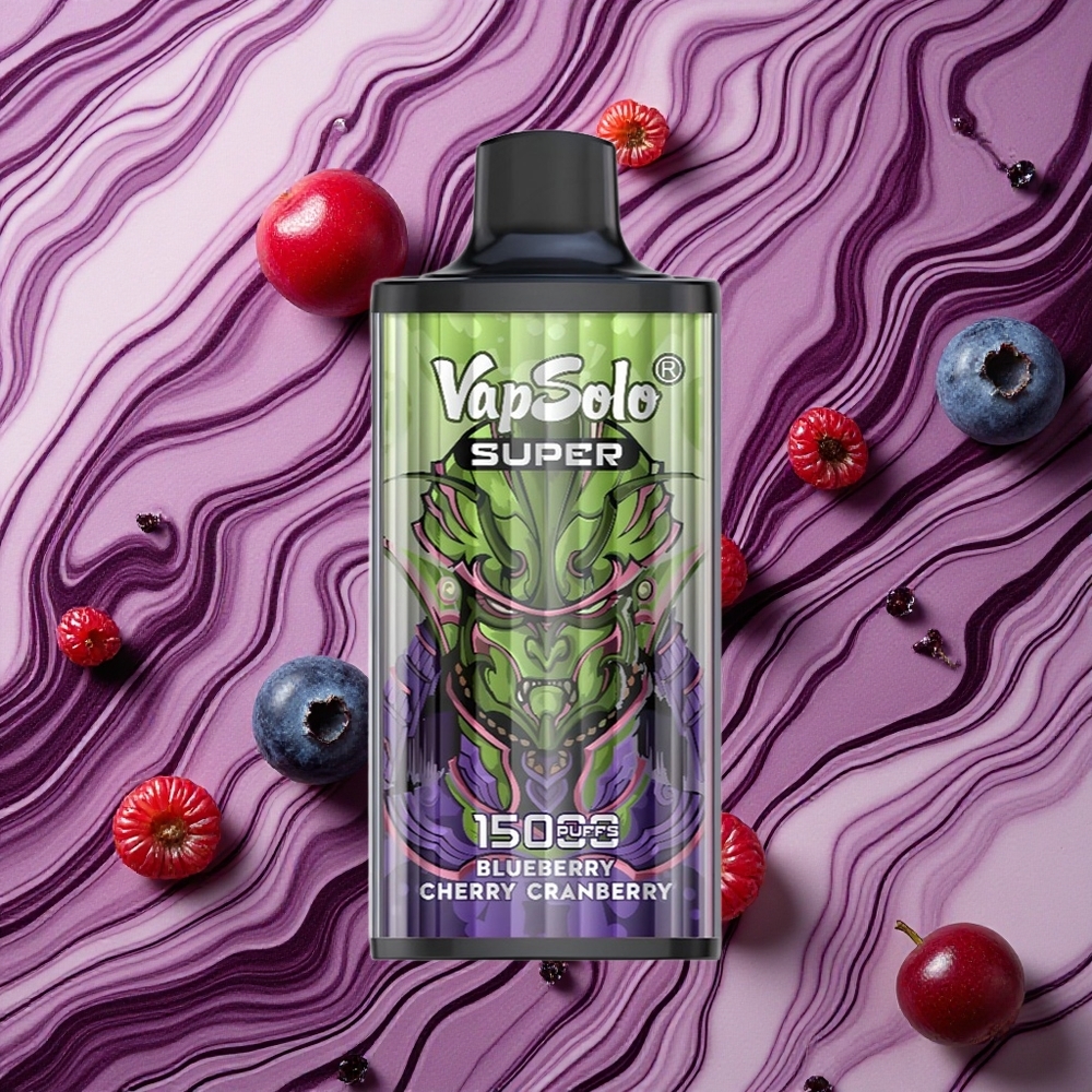 Zemenu-ķiršu-aroniju Vapsolo Super 15000 Piepūšanas Vienreizlietojamais Vape 40ml e-šķidrums 850mAh baterija