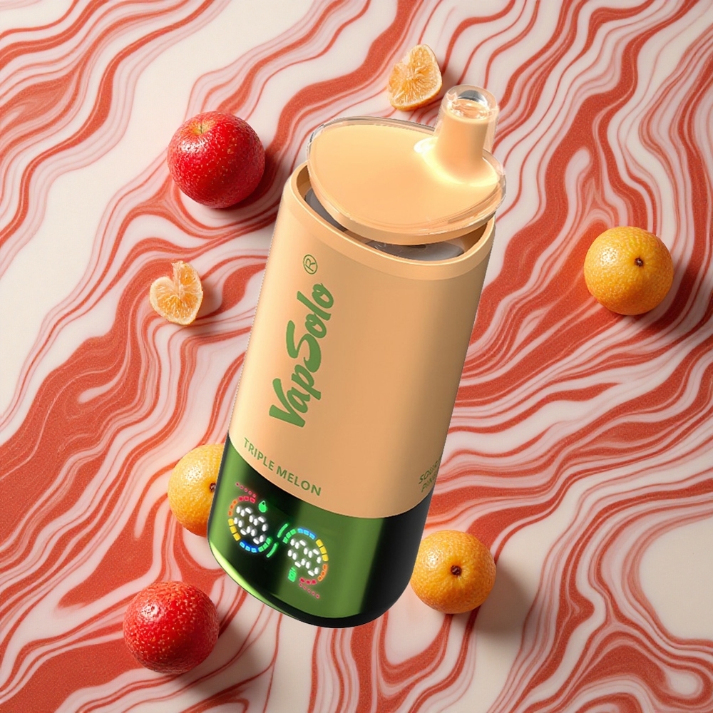 Trīs Meloni VapSolo Triple 30000 Puffs Vienreizlietojamais Vape 40ml E-Liquids, 20 mg/ml, 50 mg/ml Nikotīna