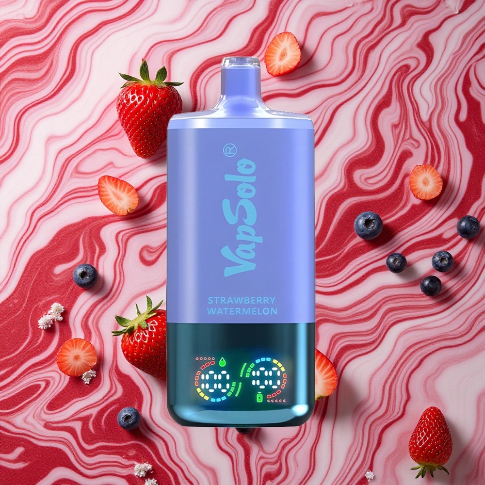 Zemeņu Arbūzs & Zilā Oga Ledus VapSolo Triple 30000 Ievilkumi Izmērījams Izkliedētājs ar 40ml e-šķidruma