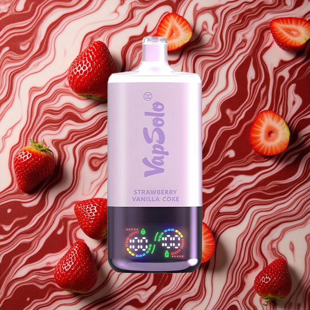 Zemeņu-Vaniljas Koka VapSolo Triple 30000 Puffs Izkārnījamais Veips 40ml e-šķidrums, Type-C uzlādes ports