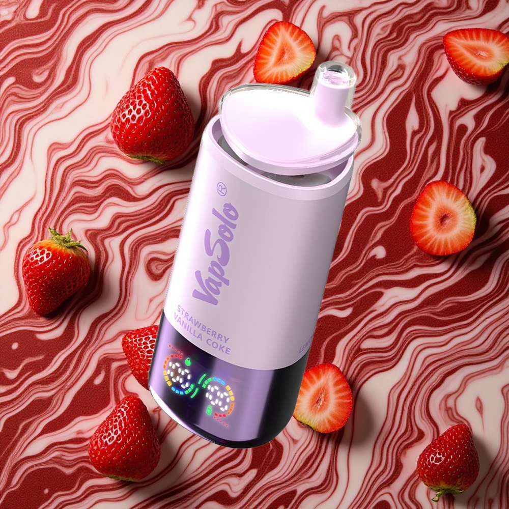 Zemeņu-Vaniljas Koka VapSolo Triple 30000 Puffs Izkārnījamais Veips 40ml e-šķidrums, Type-C uzlādes ports
