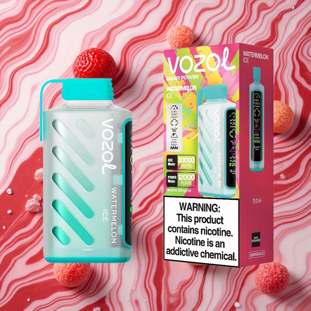 Arbūza Ledus VOZOL Gear Power 20000 Iekšpildīta e-cigarete ar 20mL e-šķidruma un 5%(50mg) nikotīna saturu