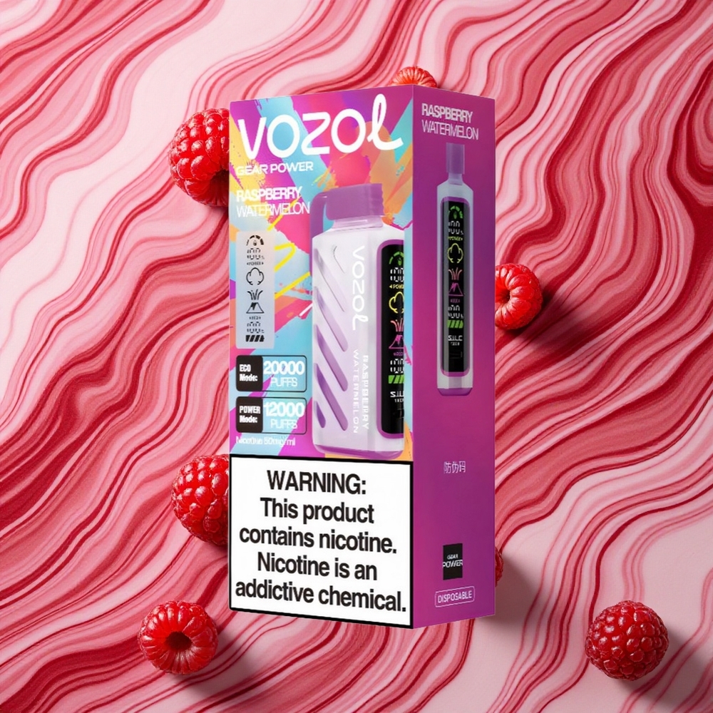 Aveņu Arbūza VOZOL Gear Power 20000 Iekšpiedējā Veipa ar 20mL iepriekš uzpildīta e-šķidruma un 5%(50mg) nikotīna stiprumu