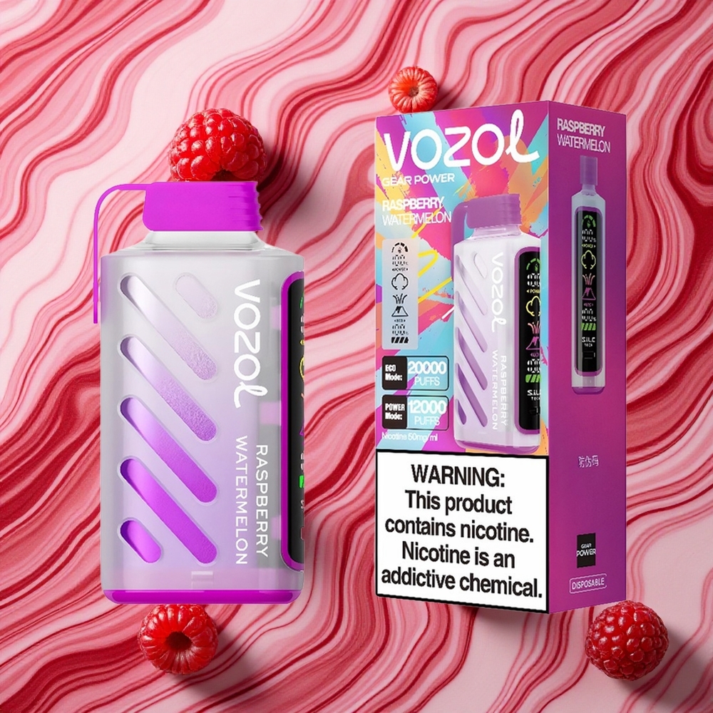 Aveņu Arbūza VOZOL Gear Power 20000 Iekšpiedējā Veipa ar 20mL iepriekš uzpildīta e-šķidruma un 5%(50mg) nikotīna stiprumu