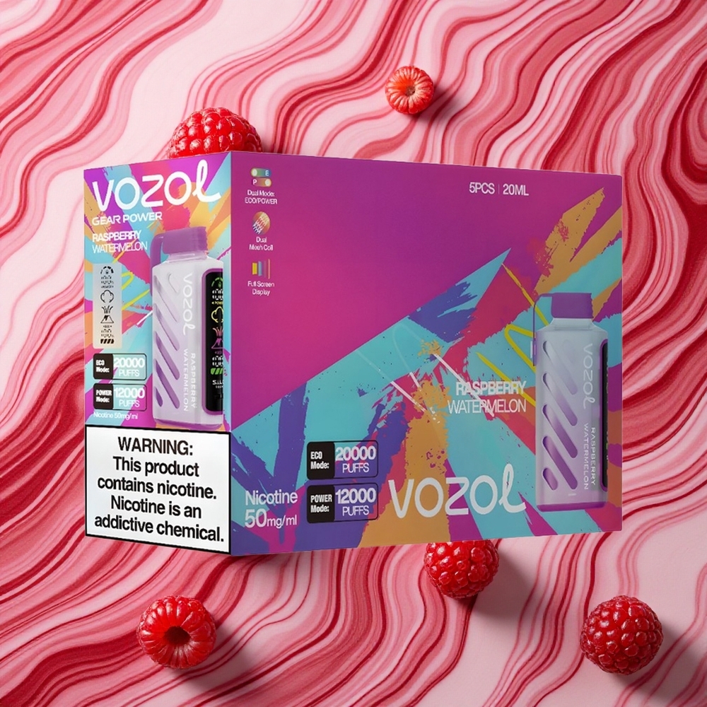 Aveņu Arbūza VOZOL Gear Power 20000 Iekšpiedējā Veipa ar 20mL iepriekš uzpildīta e-šķidruma un 5%(50mg) nikotīna stiprumu