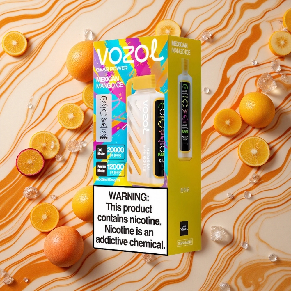 Meksikāņu Mango Ledus VOZOL Gear Power 20000 Puffs Vienreizlietojamais Vape ar 5%(50mg) nikotīna saturu