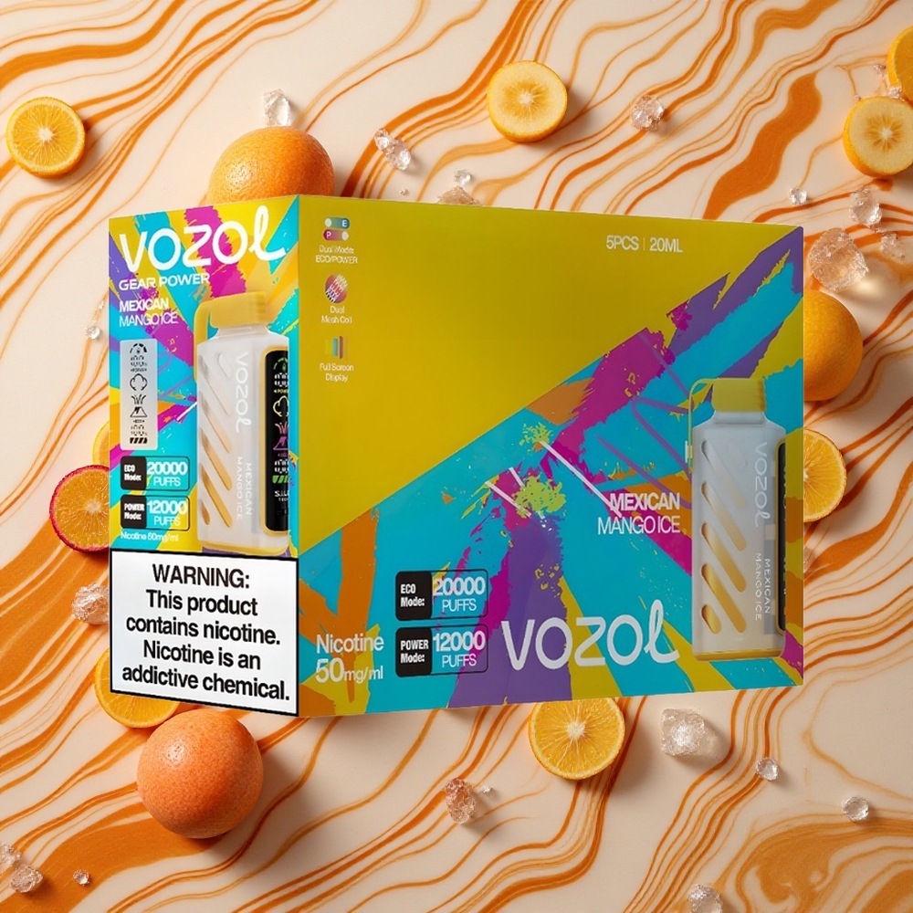 Meksikāņu Mango Ledus VOZOL Gear Power 20000 Puffs Vienreizlietojamais Vape ar 5%(50mg) nikotīna saturu