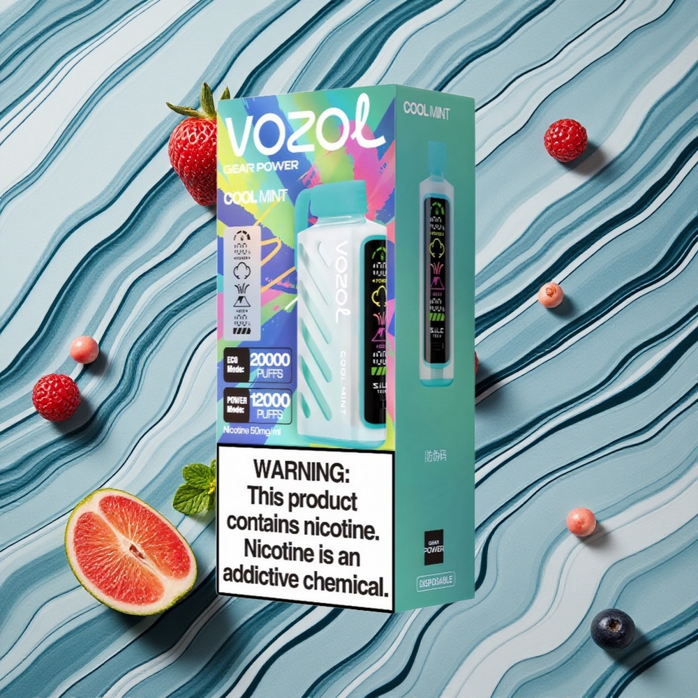 Vēsā Piparmētra VOZOL Gear Power 20000 Puffs Vienreizlietojamais Vape ar 20mL iepildīta e-grāmatvedības šķidruma