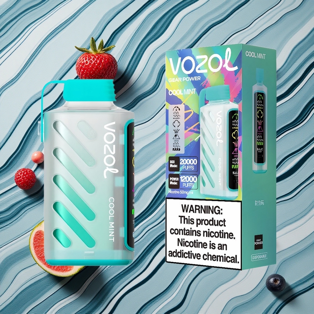 Vēsā Piparmētra VOZOL Gear Power 20000 Puffs Vienreizlietojamais Vape ar 20mL iepildīta e-grāmatvedības šķidruma