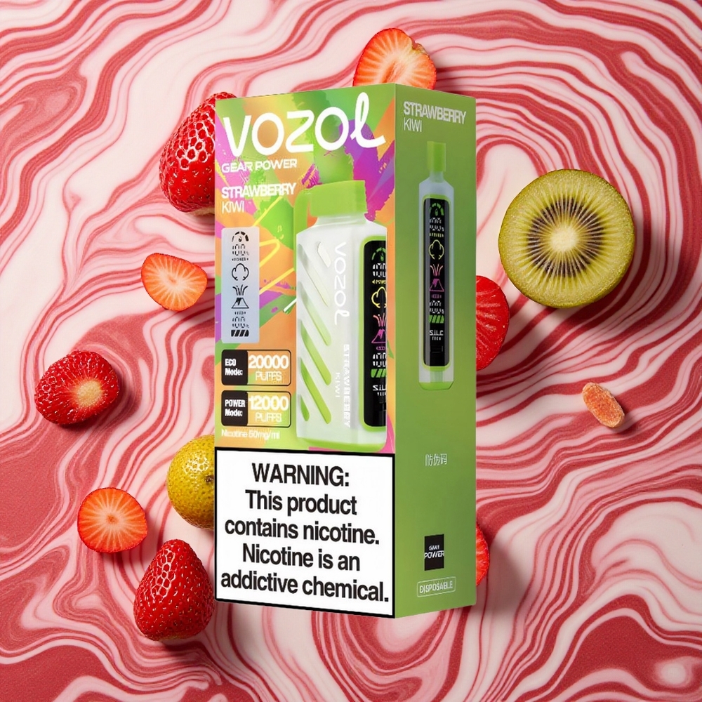 Zemeņu un Kivi garša VOZOL Gear Power 20000 Puffs Vienreizlietojamais Vape 20mL iepriekš piepildīta e-šķidruma ietilpību