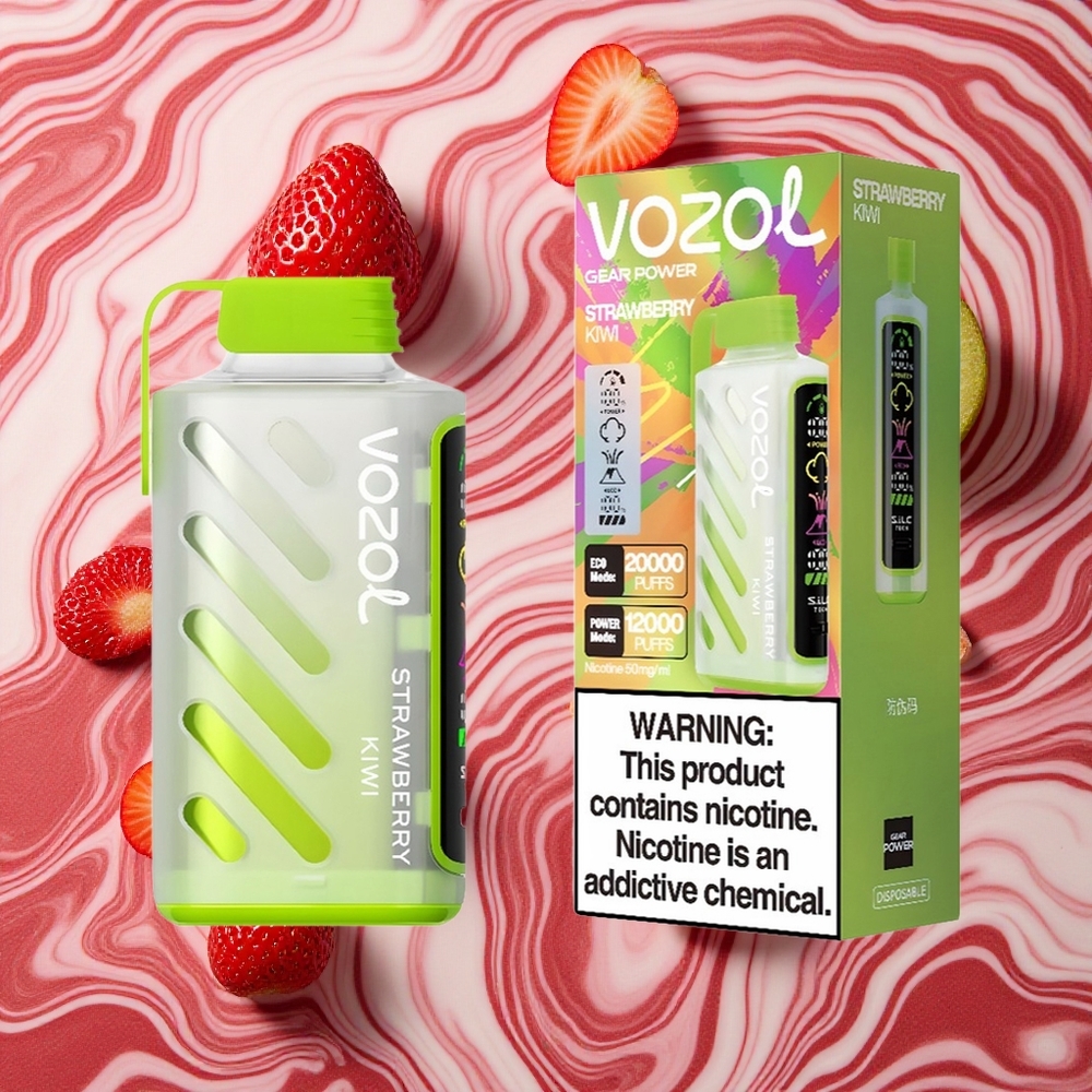 Zemeņu un Kivi garša VOZOL Gear Power 20000 Puffs Vienreizlietojamais Vape 20mL iepriekš piepildīta e-šķidruma ietilpību