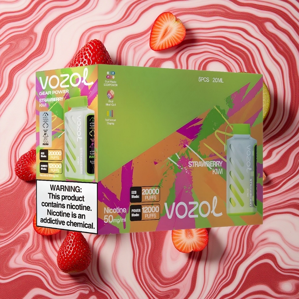 Zemeņu un Kivi garša VOZOL Gear Power 20000 Puffs Vienreizlietojamais Vape 20mL iepriekš piepildīta e-šķidruma ietilpību