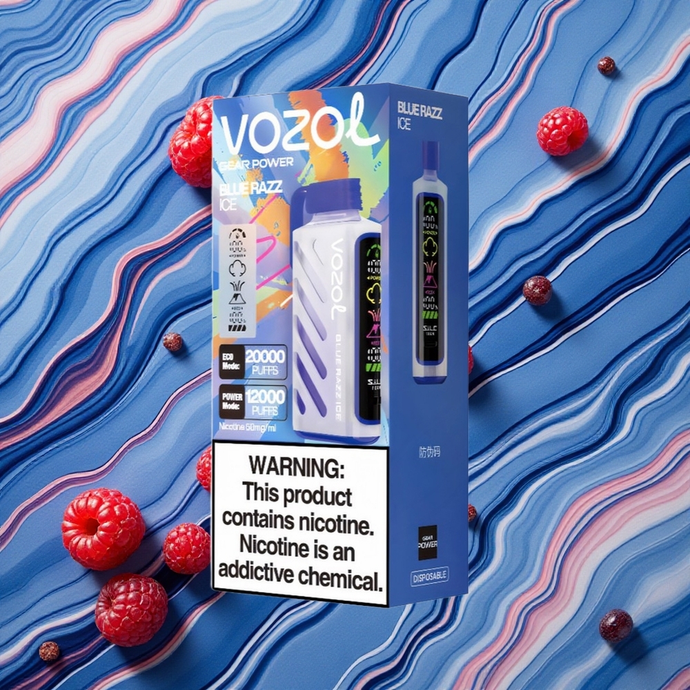 Zilā Aveņu Ledus VOZOL Gear Power 20000 Iekšpusē Iepildīta E-smēķešanas Ierīce ar 20mL E-šķidruma, 5%(50mg) Nikotīna