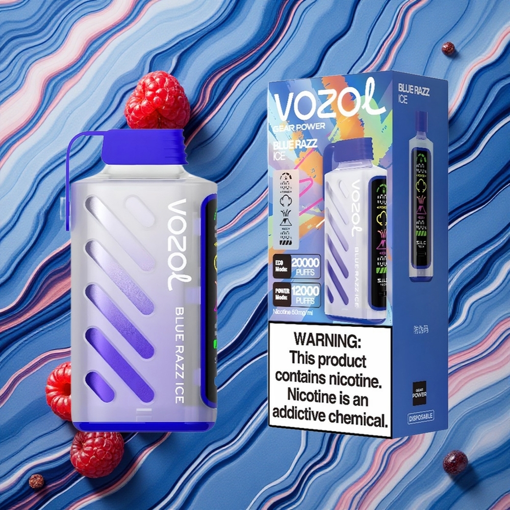 Zilā Aveņu Ledus VOZOL Gear Power 20000 Iekšpusē Iepildīta E-smēķešanas Ierīce ar 20mL E-šķidruma, 5%(50mg) Nikotīna