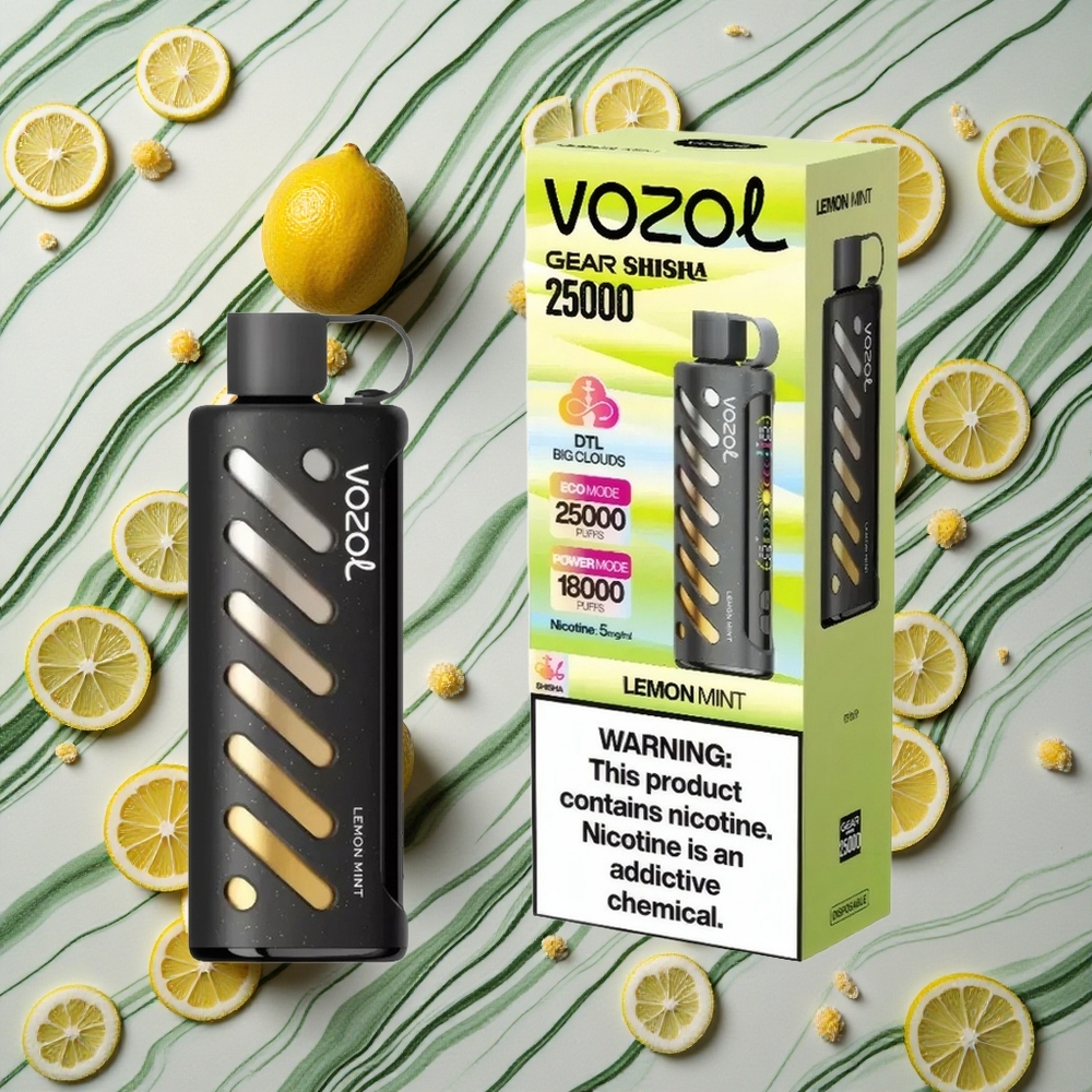 Citrons un Mētra VOZOL Gear Shisha 25000 Puffs Izkliedējamais Veips 5mg/ml Nikotīns 1000mAh Akumulators
