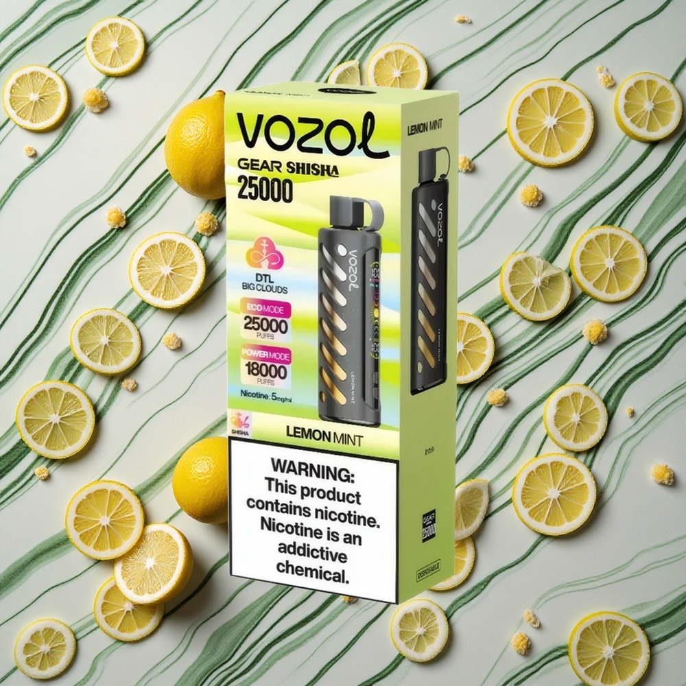 Citrons un Mētra VOZOL Gear Shisha 25000 Puffs Izkliedējamais Veips 5mg/ml Nikotīns 1000mAh Akumulators