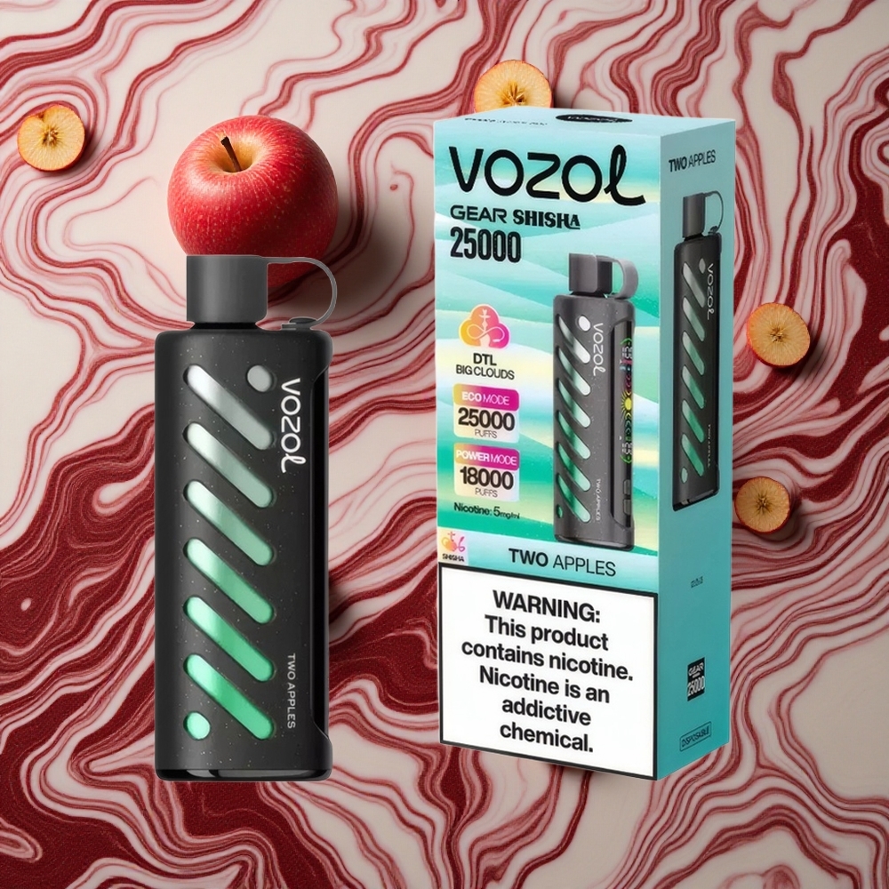 Divi Āboli VOZOL Gear Shisha 25000 Ievelkošanas Vienreizlietojamais Vape 5mg/ml Nikotīna & 1000mAh Akumulators