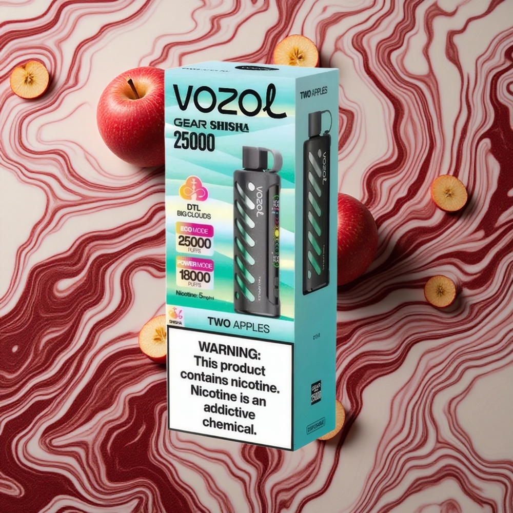 Divi Āboli VOZOL Gear Shisha 25000 Ievelkošanas Vienreizlietojamais Vape 5mg/ml Nikotīna & 1000mAh Akumulators