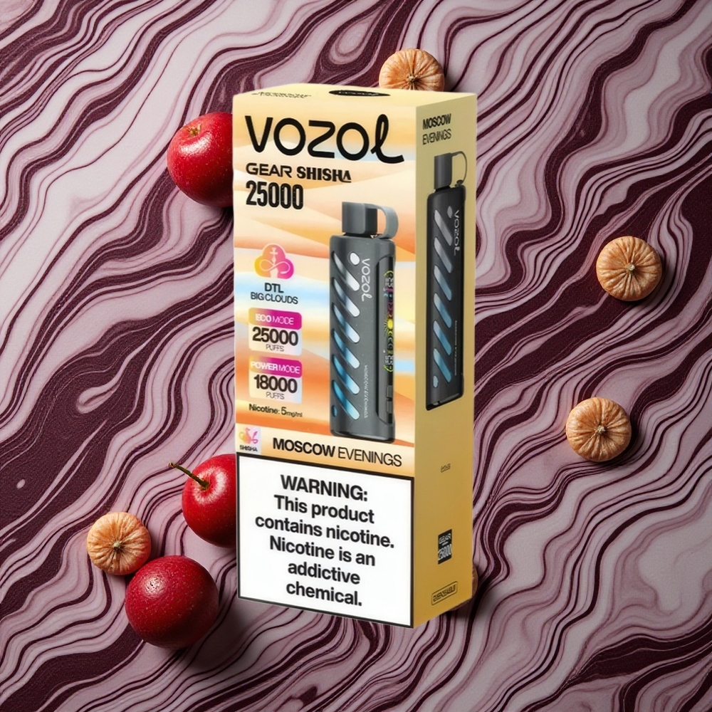 Maskavas Vakari VOZOL Gear Shisha 25000 Puffs Vienreizlietojamais Vape 30 Garšīgas garšas 5mg/ml Nikotīns