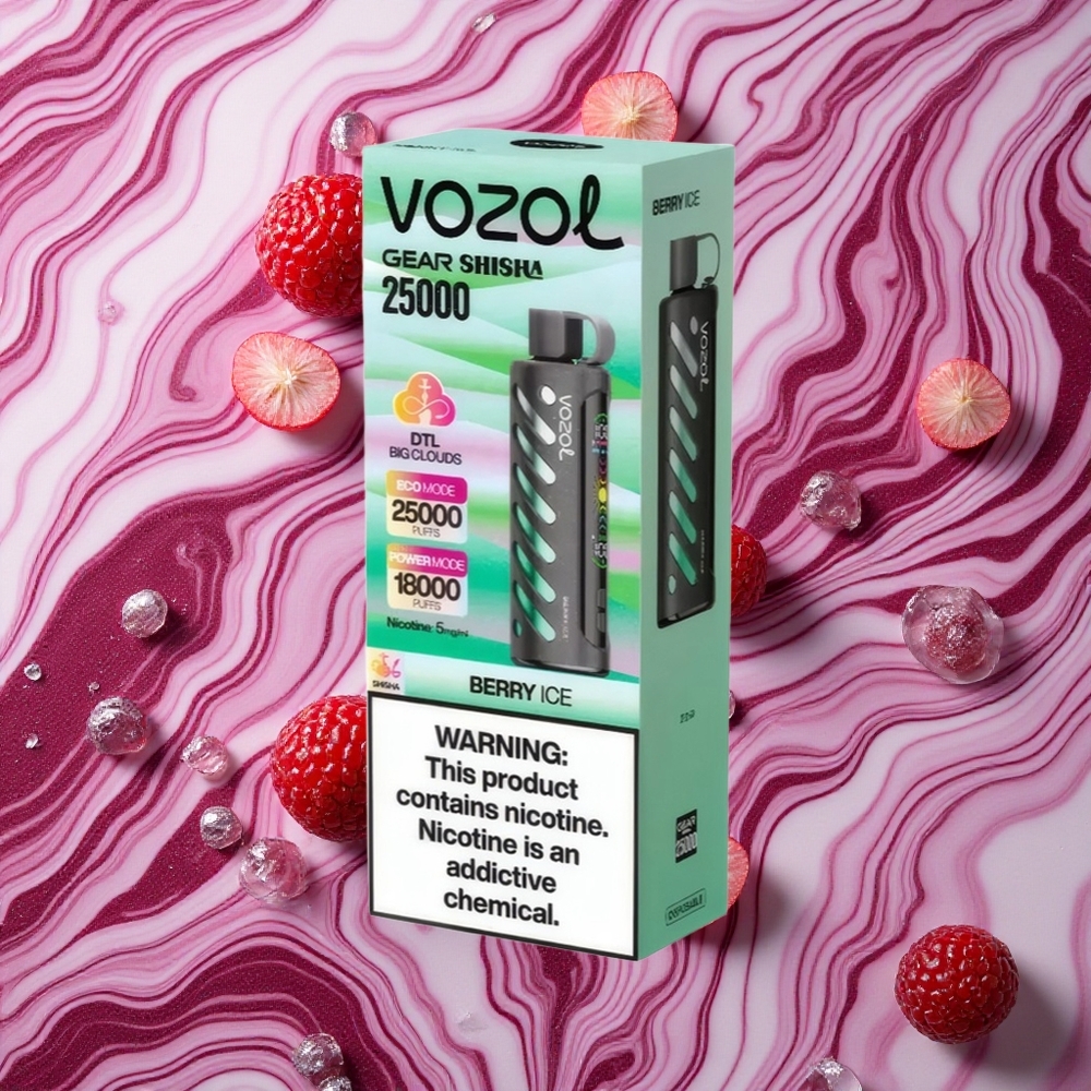 Ogu Ledus VOZOL Gear Shisha 25000 Piepildījumi Vienreizlietojamais Vape, 5mg/ml Nikotīns, 1000mAh Akumulators
