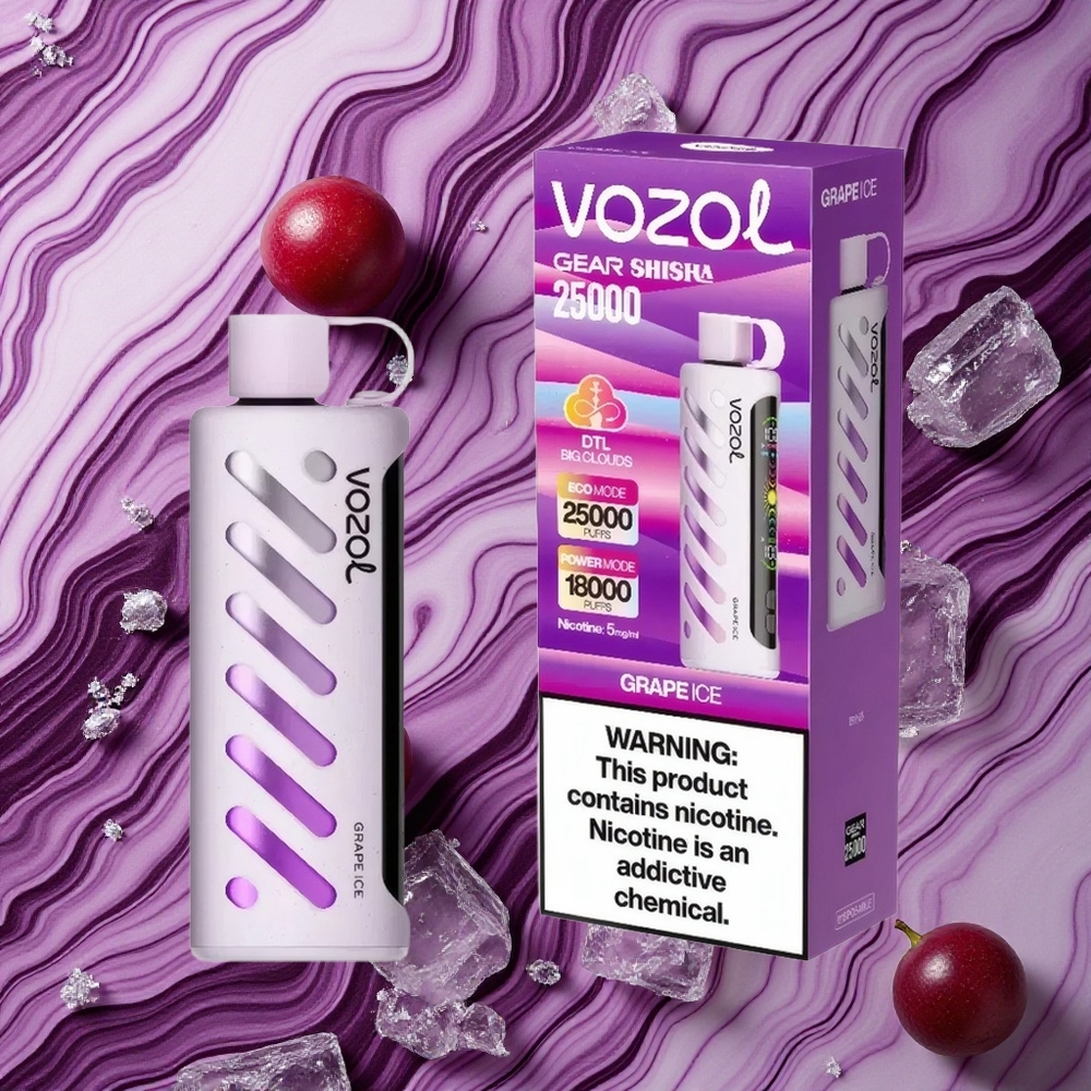 Vīnogu Ledus VOZOL Gear Shisha 25000 Iekšpūšas Dispečera Vape ar 30 Garšīgām Garšām un 1000mAh Akumulatoru
