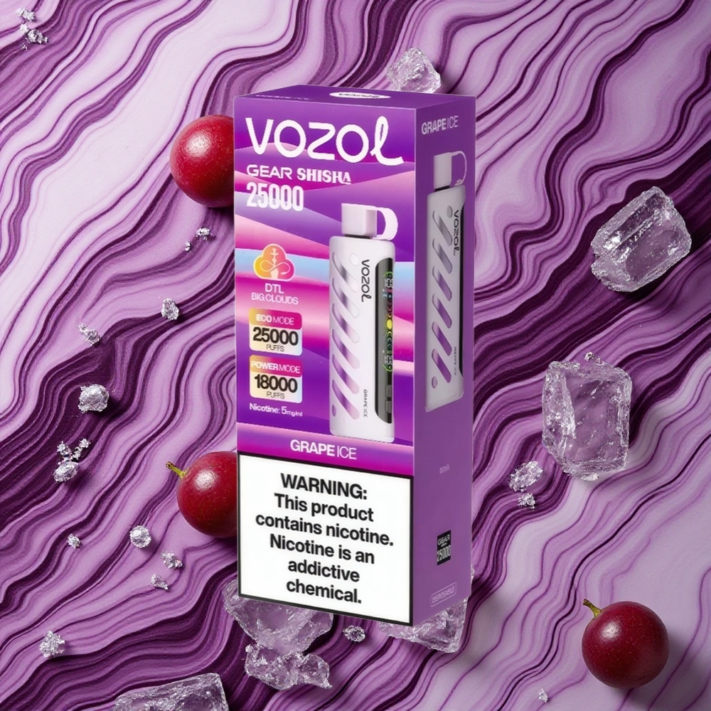 Vīnogu Ledus VOZOL Gear Shisha 25000 Iekšpūšas Dispečera Vape ar 30 Garšīgām Garšām un 1000mAh Akumulatoru