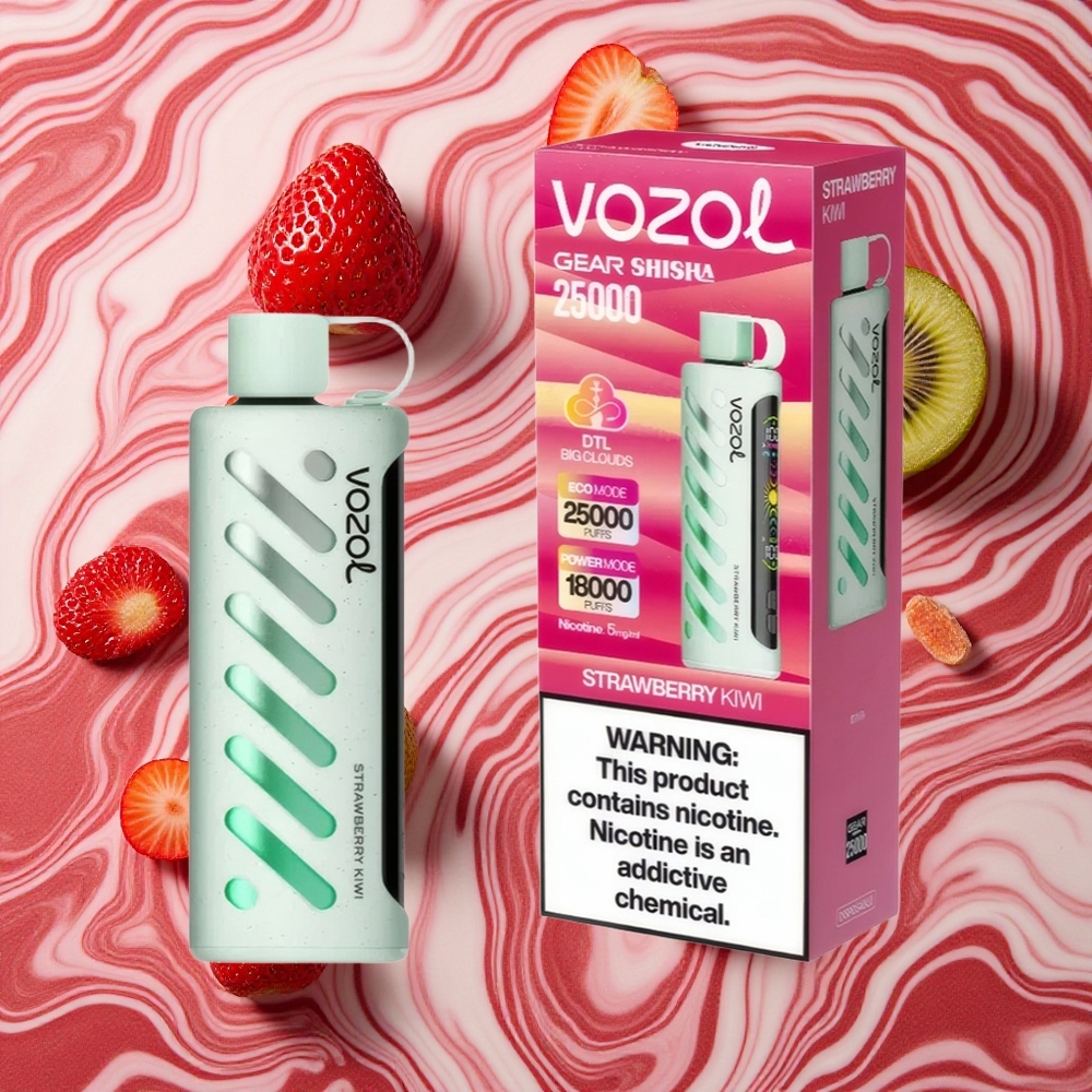 Zemeņu-Kivi aromāts VOZOL Gear Shisha 25000 Puffs Vienreizlietojamais Vape 25000 Ievilkumi 5mg/ml Nikotīns