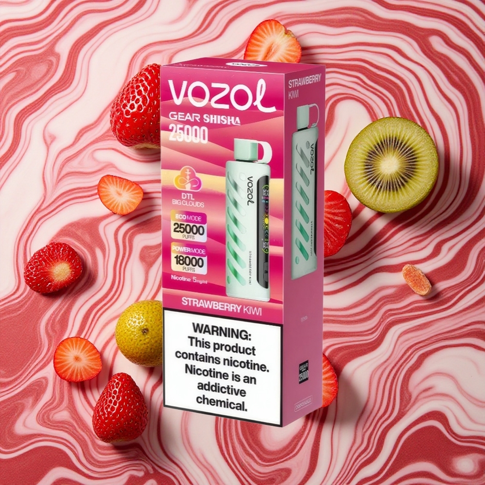 Zemeņu-Kivi aromāts VOZOL Gear Shisha 25000 Puffs Vienreizlietojamais Vape 25000 Ievilkumi 5mg/ml Nikotīns