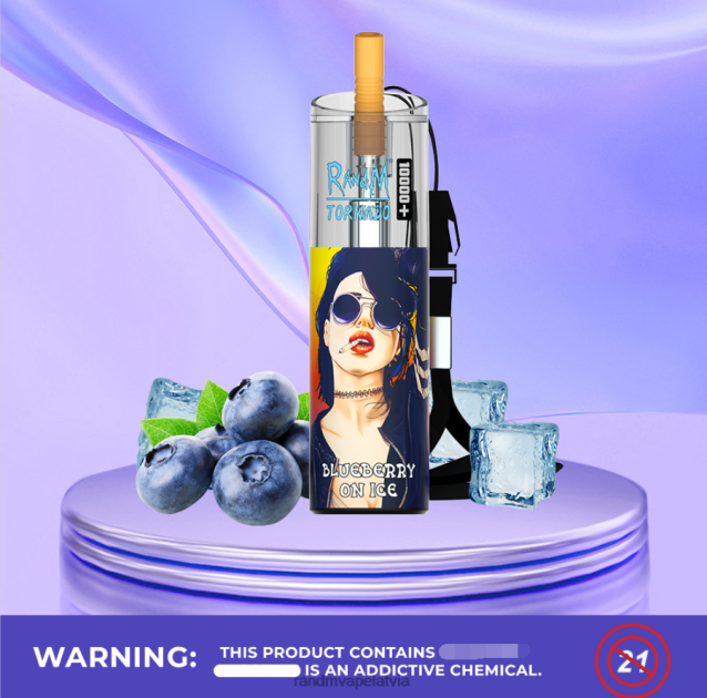 RandM Tornado 10000 plus gaisa plūsmas kontroles vape ierīce 1gab - RandM Vape Store zili skāba aveņu V4NHV83