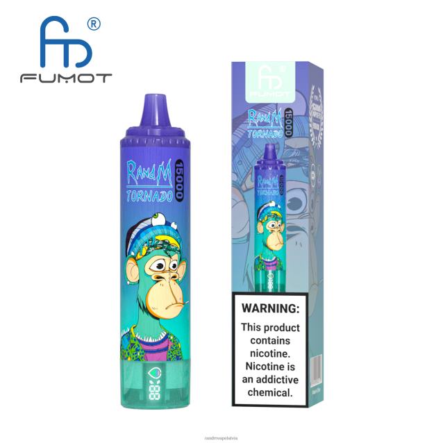 Fumot RandM Tornado 15000 vape ierīce ar akumulatoru un ejuice displeja versiju 1 - RandM Vape Store ananāsu ledus V4NHV23