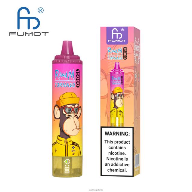 Fumot RandM Tornado 15000 vape ierīce ar akumulatoru un ejuice displeja versiju 1 - Tornado Vape Shop persiku ledus V4NHV18