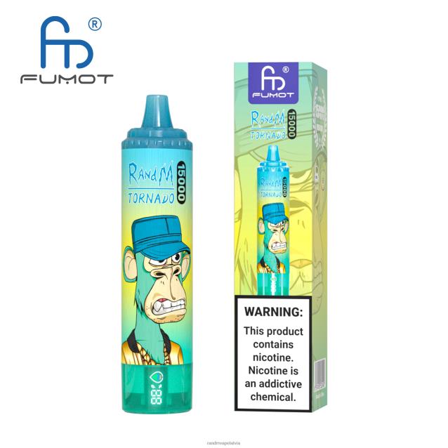 Fumot RandM Tornado 15000 vape ierīce ar akumulatoru un ejuice displeja versiju 1 - Tornado Vape Shop persiku ledus V4NHV18