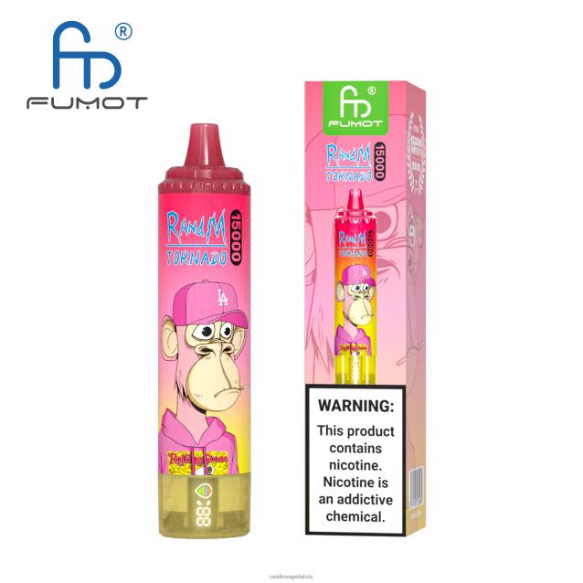 Fumot RandM Tornado 15000 vape ierīce ar akumulatoru un ejuice displeja versiju 1 - Tornado Vape Shop persiku ledus V4NHV18