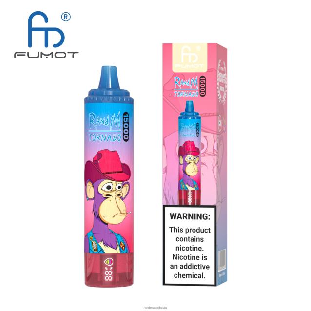 Fumot RandM Tornado 15000 vape ierīce ar akumulatoru un ejuice displeja versiju 1 - Tornado Vape Shop persiku ledus V4NHV18