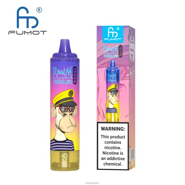 Fumot RandM Tornado 15000 vape ierīce ar akumulatoru un ejuice displeja versiju 1 - Tornado Vape Shop persiku ledus V4NHV18