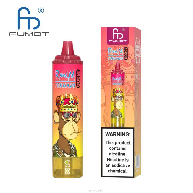 Fumot RandM Tornado 15000 vape ierīce ar akumulatoru un ejuice displeja versiju 1 - Tornado Vape Shop persiku ledus V4NHV18