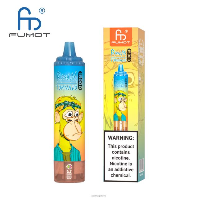 Fumot RandM Tornado 15000 vape ierīce ar akumulatoru un ejuice displeja versiju 1 - Tornado Vape Shop persiku ledus V4NHV18